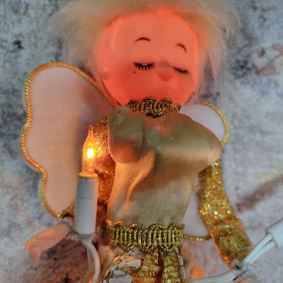 VTG‎ Angel ChristmasTree Topper 10" Gold Sparkle Plastic Vinyl Retro MCM Works - Picture 3 of 15